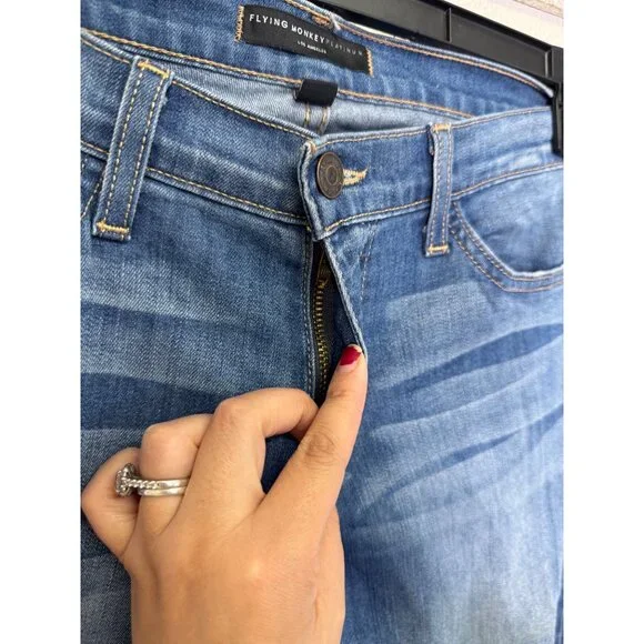 Flying Monkey Jeans Distressed Slim Boyfriend Size 27 Mid Rise Casual Denim - Picture 12 of 13
